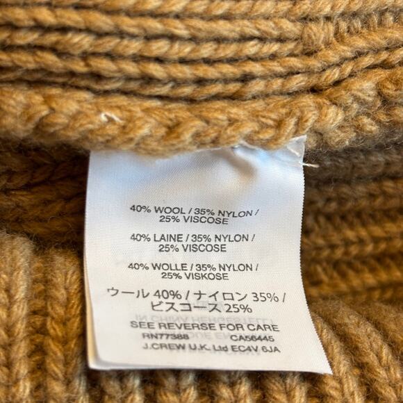 J.Crew Cable-Knit Turtleneck Sweater Wool Blend camel tan Sz L Capsule Wardrobe - Picture 8 of 8